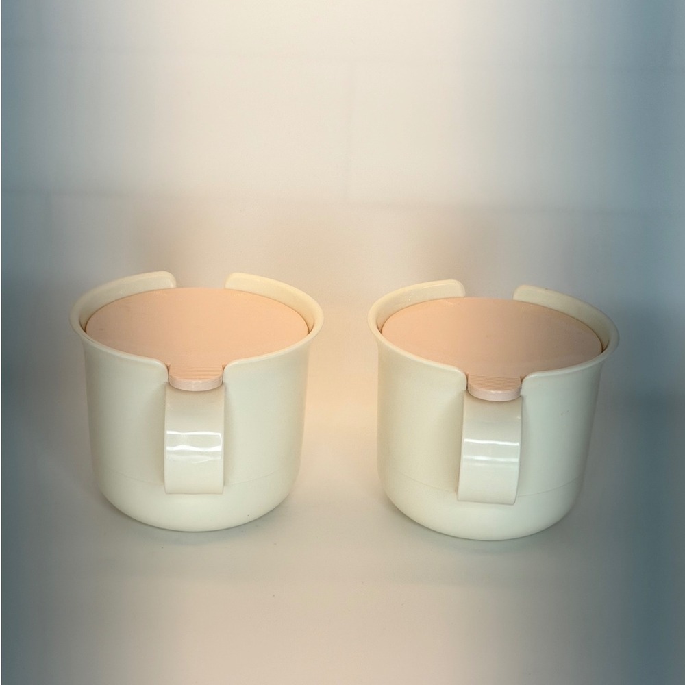 Tupperware Double Handle Sugar Bowl 10oz Cream & Pale Pink 2310A-4/ 2 Available
